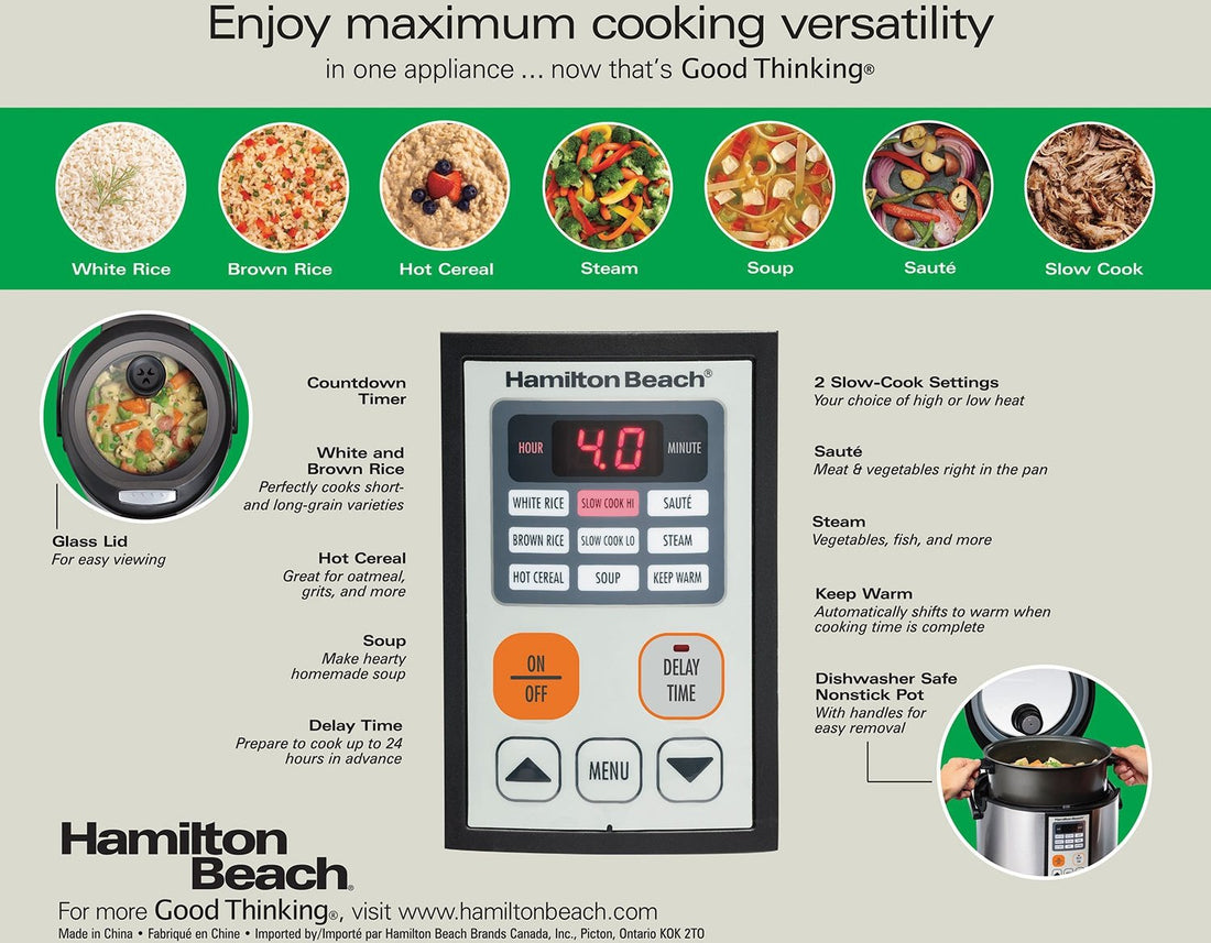 Hamilton Beach - 4.5 QT Digital Multi-Cooker with Glass Lid - 37523