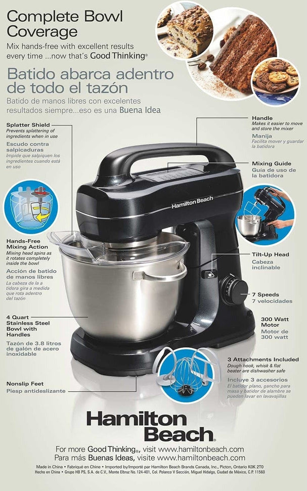 Hamilton Beach - 7 Speed Stand Mixer Metalic Black - 63394C