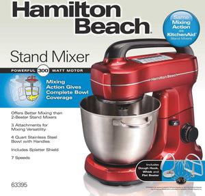 Hamilton Beach - 7 Speed Stand Mixer Metalic Red - 63395