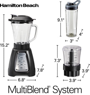 Hamilton Beach - MultiBlend System with Glass Jar/Travel Jar & Food Chopper - 58242