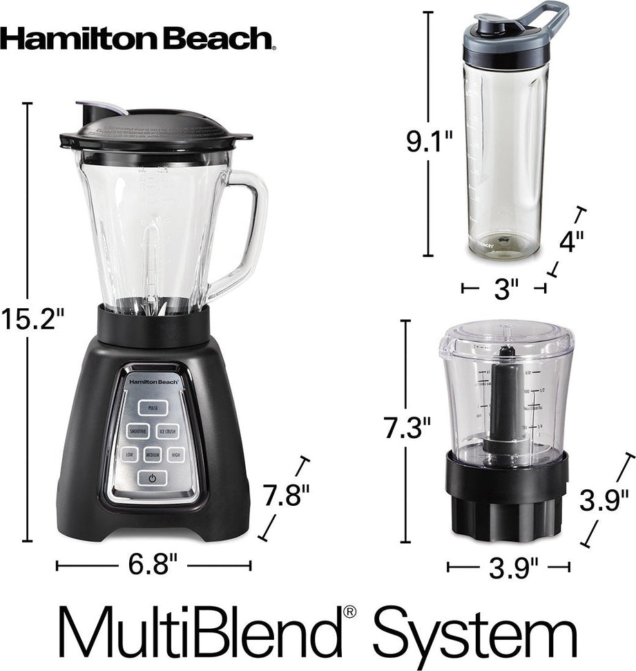 Hamilton Beach - MultiBlend System with Glass Jar/Travel Jar & Food Chopper - 58242 - DISCONTINUED