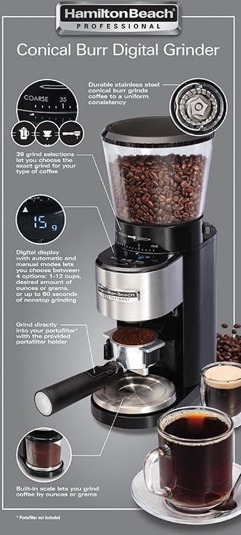 Hamilton Beach - Professional Conical Burr Digital Coffee Grinder - 80405 - DISCONTINUED