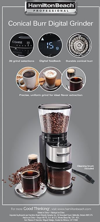 Hamilton Beach - Professional Conical Burr Digital Coffee Grinder - 80405 - DISCONTINUED