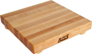 John Boos - 12" x 12" x 1.5" Maple Cutting Board with Wood Bun Feet - B12S