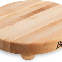 John Boos - 12" x 1.5" Round Maple Cutting Board with Wood Bun Feet - B12R