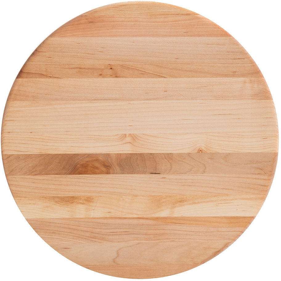 John Boos - 12" x 1.5" Round Maple Cutting Board with Wood Bun Feet - B12R