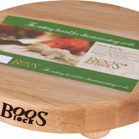 John Boos - 12" x 1.5" Round Maple Cutting Board with Wood Bun Feet - B12R