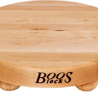 John Boos - 12" x 1.5" Round Maple Cutting Board with Wood Bun Feet - B12R