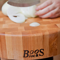 John Boos - 12" x 3" Round Maple Wood End Grain Chopping Block with Feet - MCR1