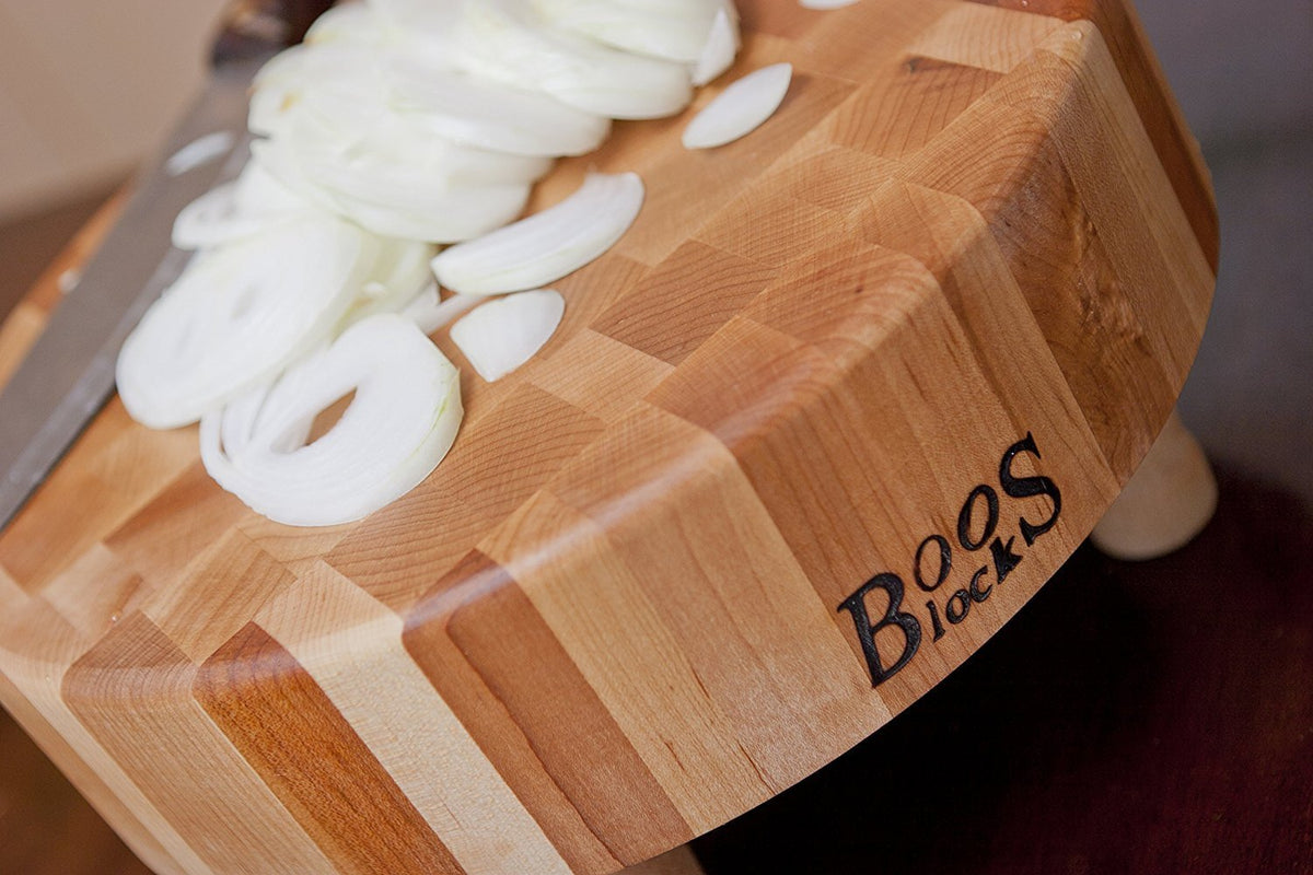 John Boos - 12" x 3" Round Maple Wood End Grain Chopping Block with Feet - MCR1