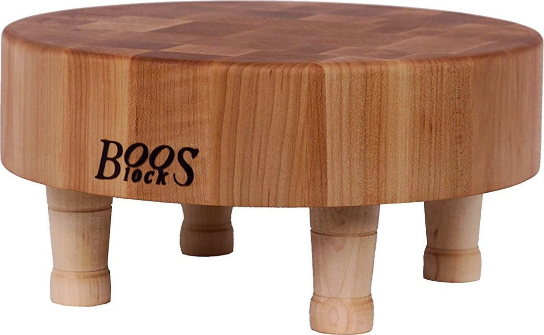John Boos - 12" x 3" Round Maple Wood End Grain Chopping Block with Feet - MCR1