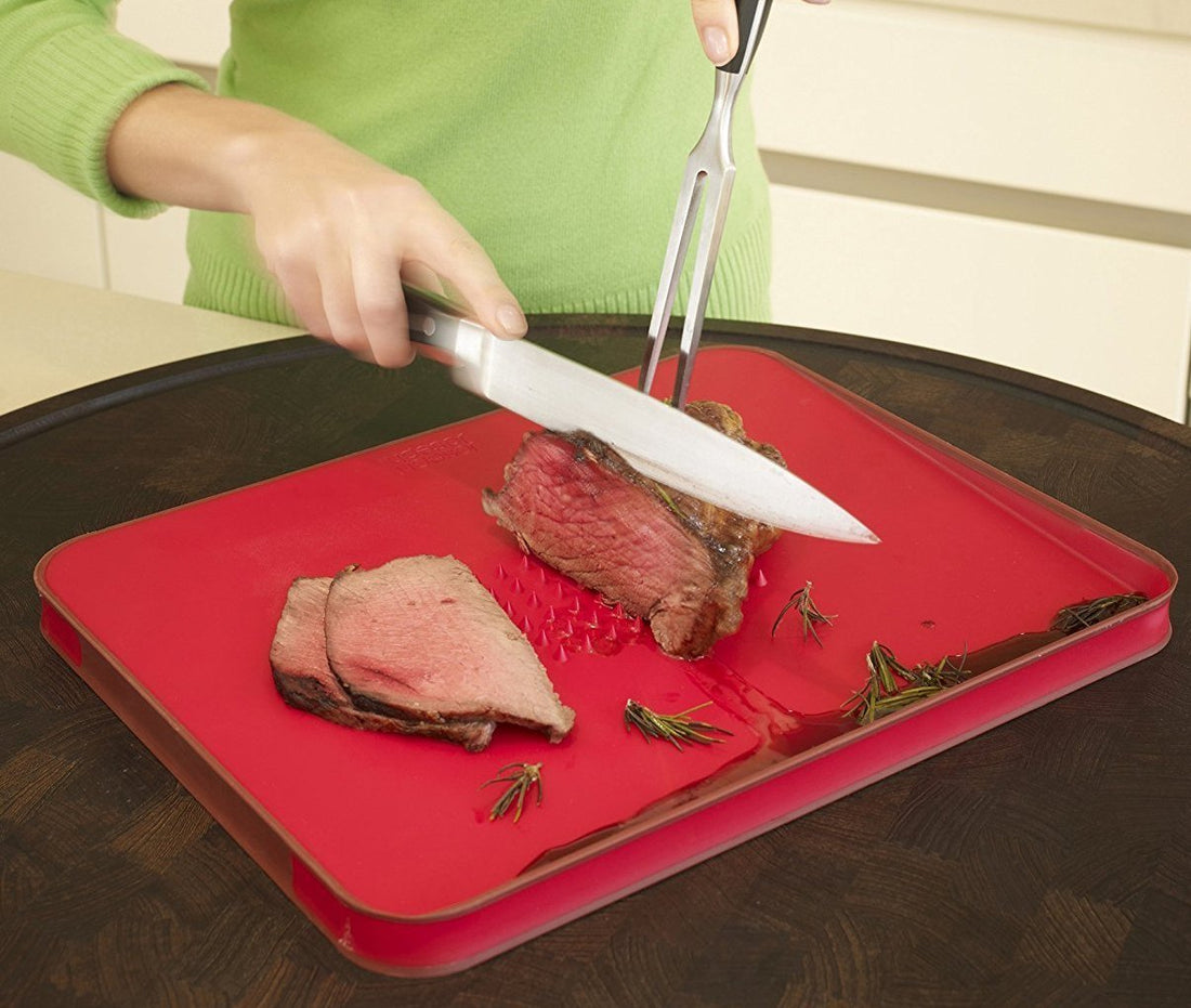 Joseph Joseph - 15" x 11" Red Cut&Carve Plus Cutting Board - 60004