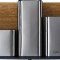 Joseph Joseph - Stainless Steel CounterStore 100 Utensil Organizer with Oak Board - 95026