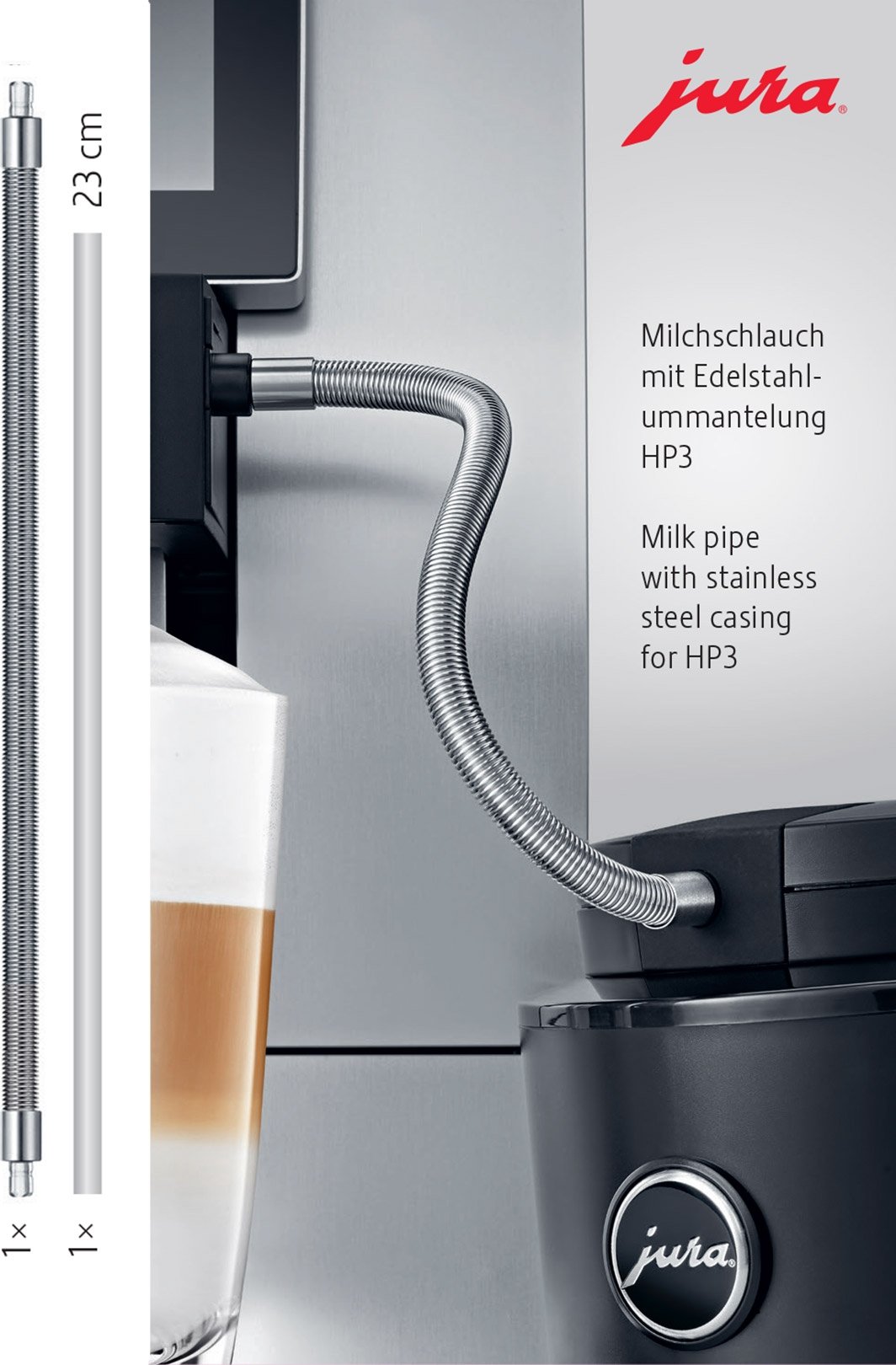 Jura - HP3 Milk Pipe with Stainless Steel Casing - 24114