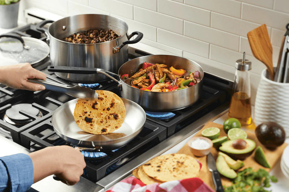 KitchenAid - 10 PC Brushed Stainless Steel Cookware Set - 71017-TF05