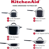 KitchenAid - 10 PC Hard Anodized Nonstick Cookware Set - 84800