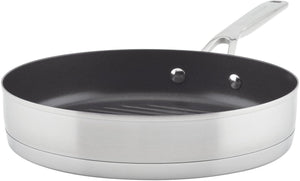 KitchenAid - 10.25" 3-Ply Base Brushed Stainless Steel Nonstick Grill Pan 26cm - 71012