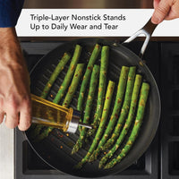 KitchenAid - 10.25"/26 cm 3-Ply Base Brushed Stainless Steel Nonstick Grill Pan 26cm - 71012-TF05