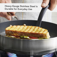 KitchenAid - 10.25"/26 cm 3-Ply Base Brushed Stainless Steel Nonstick Grill Pan 26cm - 71012-TF05