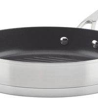 KitchenAid - 10.25"/26 cm 3-Ply Base Brushed Stainless Steel Nonstick Grill Pan 26cm - 71012-TF05