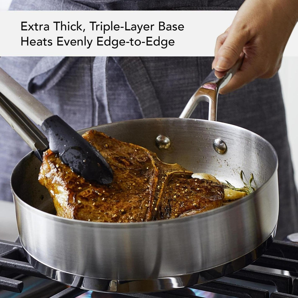 KitchenAid - 11 PC 3-Ply Base Brushed Stainless Steel Cookware Set - 71001-TF05