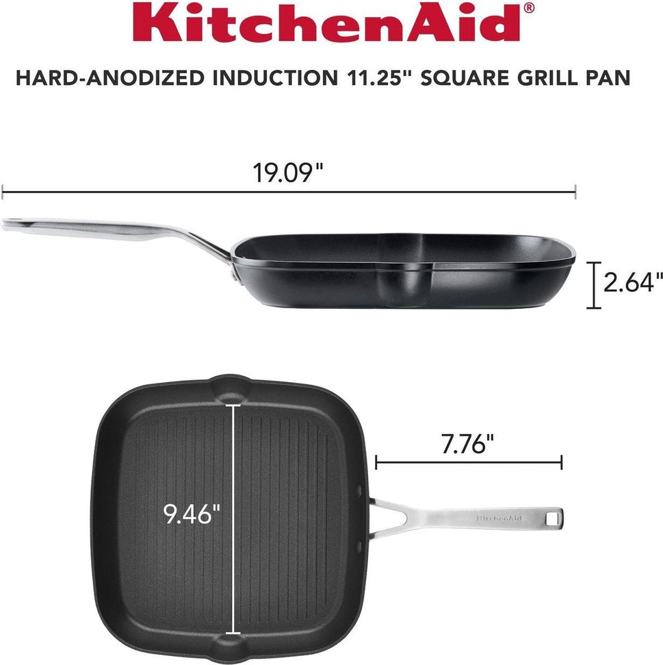 KitchenAid - 11.25" Hard Anodized Induction Nonstick Grill Pan 29cm - 80126