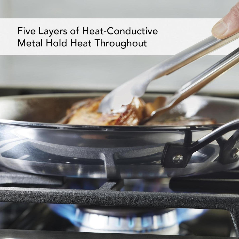 KitchenAid - 12.25" 5-Ply Clad Polished Stainless Steel Frying Pan - 30007