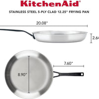 KitchenAid - 12.25" 5-Ply Clad Polished Stainless Steel Frying Pan - 30007