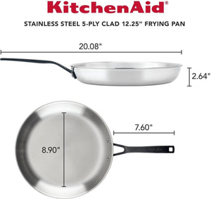 KitchenAid - 12.25" 5-Ply Clad Polished Stainless Steel Frying Pan - 30007