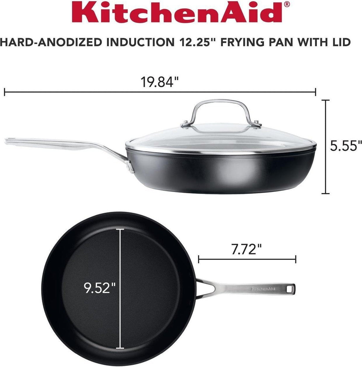KitchenAid - 12.25" Hard Anodized Induction Nonstick Frying Pan with Lid 31cm - 80123-TF05 - DISCONTINUED