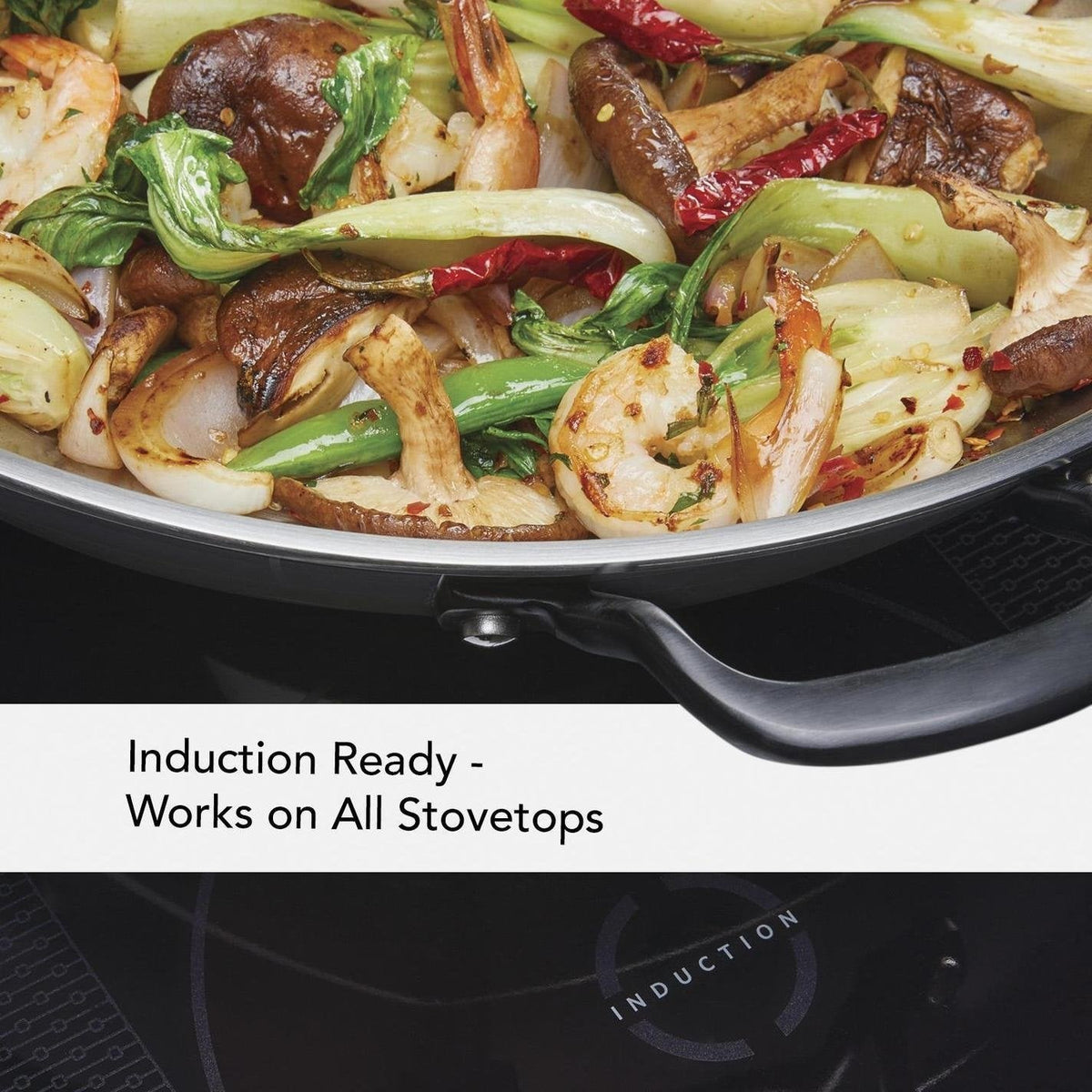 KitchenAid - 15" 5-Ply Clad Polished Stainless Steel Wok 38cm - 30008-TF05