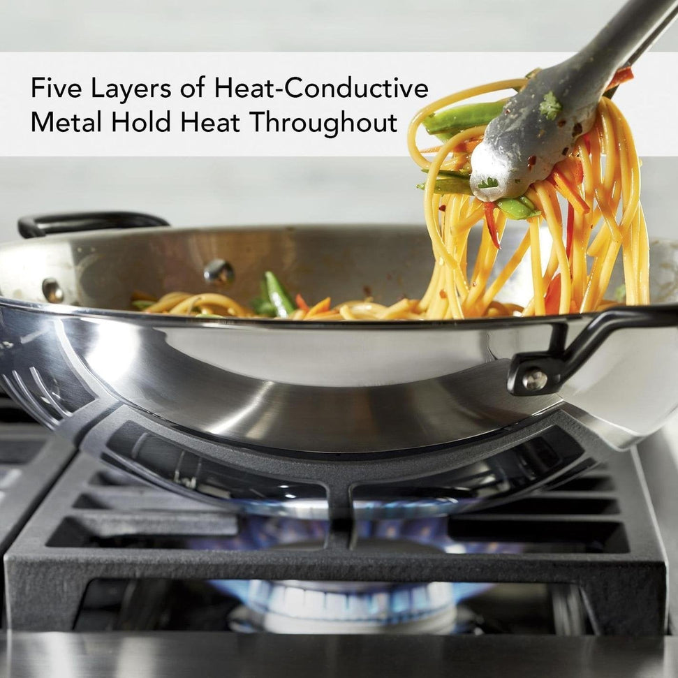 KitchenAid - 15" 5-Ply Clad Polished Stainless Steel Wok 38cm - 30008-TF05