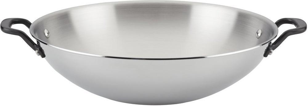 KitchenAid - 15" 5-Ply Clad Polished Stainless Steel Wok 38cm - 30008-TF05
