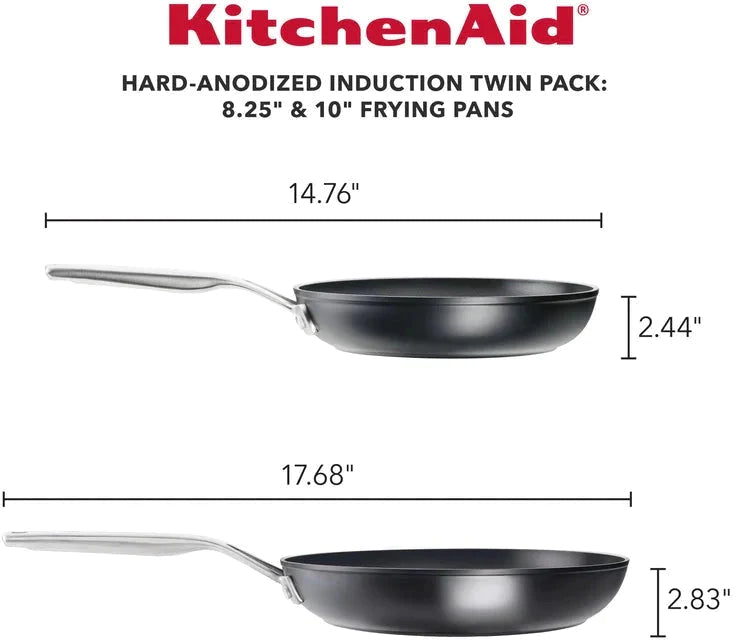 KitchenAid - 2 PC Hard Anodized Nonstick Fry Pans With Stainless Handles - 80193