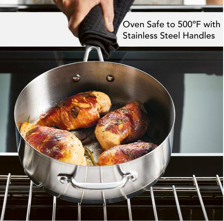 KitchenAid - 4.5 QT 3-Ply Brushed Stainless Steel Saute Pan - 71027