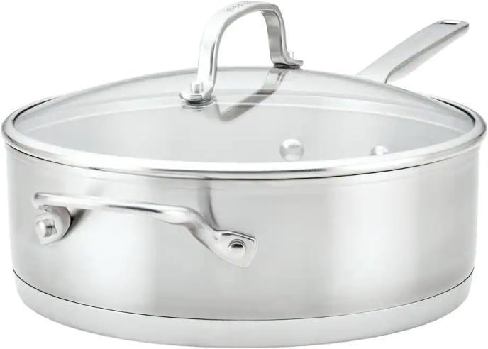 KitchenAid - 4.5 QT 3-Ply Brushed Stainless Steel Saute Pan - 71027
