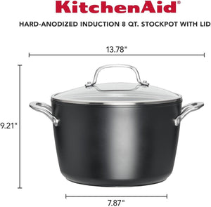 KitchenAid - 8 QT Hard Anodized Induction Nonstick Stock Pot with Lid 7.6L - 80128