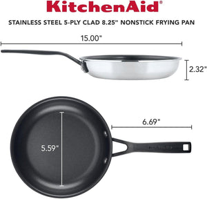 KitchenAid - 8.25" 5-Ply Clad Polished Stainless Steel Nonstick Frying Pan - 30004