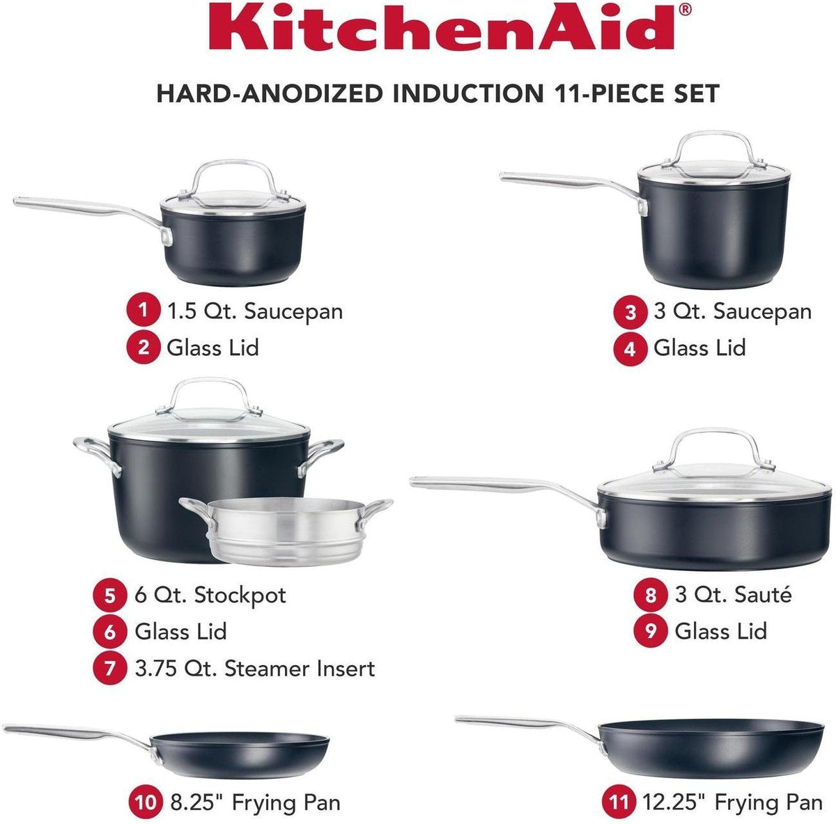 KitchenAid - 8.25" Hard Anodized Induction Nonstick Frying Pan 21cm - 80121