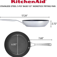 KitchenAid - 9.5" 3-Ply Base Brushed Stainless Steel Nonstick Frying Pan 24cm - 71008
