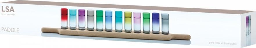 LSA International - Assorted Colors Grand Clear Vodka Set & Oak Paddle - LG1078-03-666