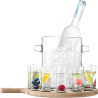 LSA International - Clear Vodka Serving Set & Oak Paddle - LG1124-00-301