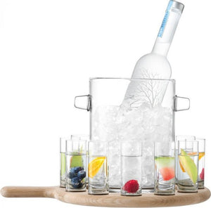 LSA International - Clear Vodka Serving Set & Oak Paddle - LG1124-00-301