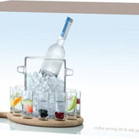 LSA International - Clear Vodka Serving Set & Oak Paddle - LG1124-00-301