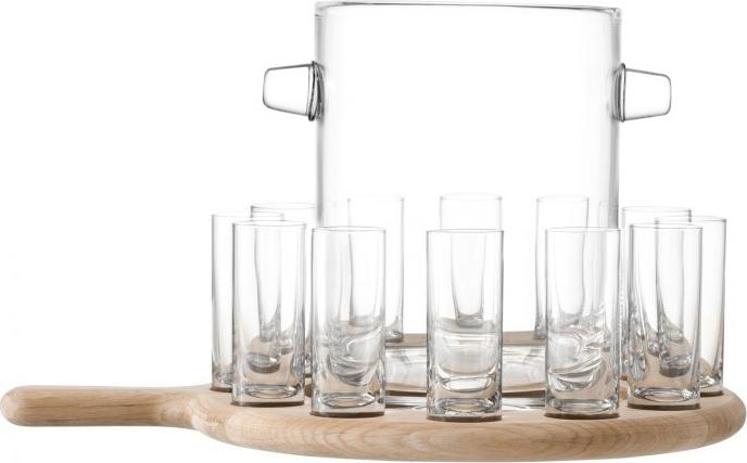 LSA International - Clear Vodka Serving Set & Oak Paddle - LG1124-00-301