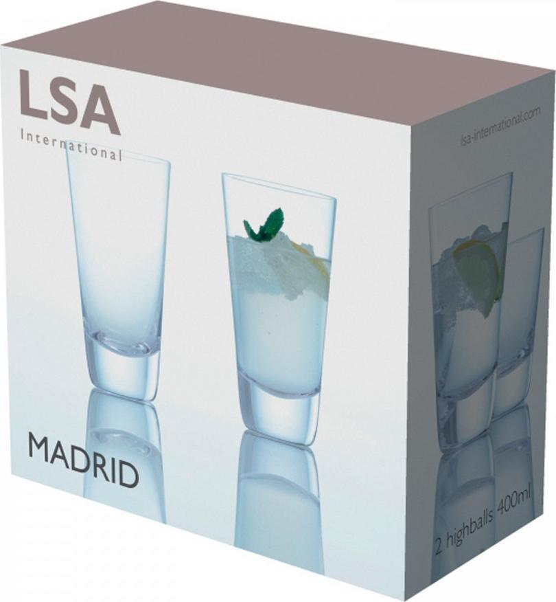 LSA International - Madrid Clear, Pack of 2 Highball Glasses - LG099-16-301