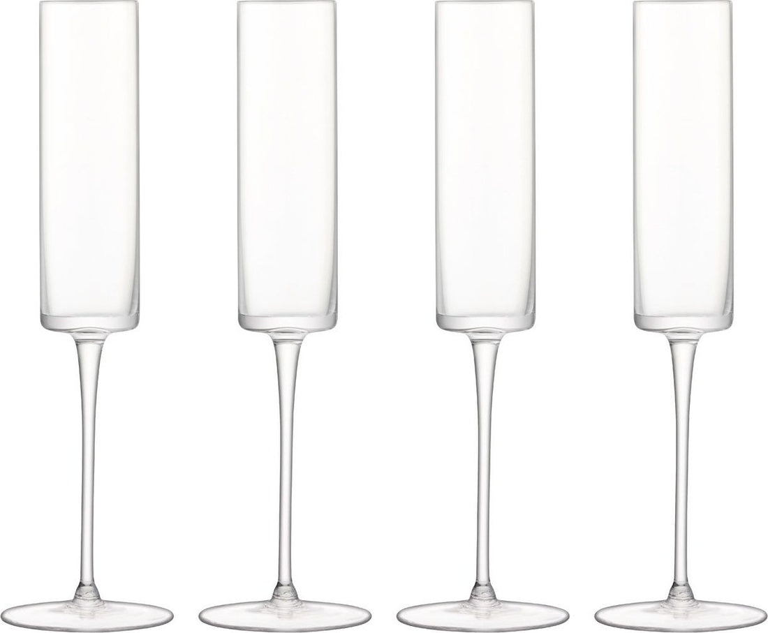 LSA International - Otis, Pack of 4 Clear Champagne Flute Glasses - LG1070-05-301