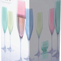 LSA International - Polka, Pack of 4 Assorted Pastel Champagne Flute Glasses - LG978-08-294