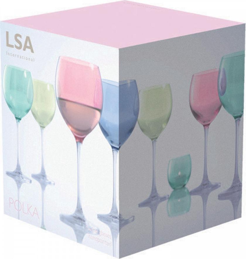 LSA International - Polka, Pack of 4 Assorted Pastel Wine Glasses - LG932-14-294