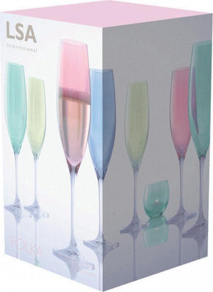 LSA International - Polka Set of 4 Assorted Pastel Champagne Flute Glasses - LG978-08-294